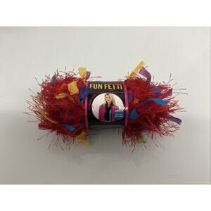 Lion Brand Fun Fetti Yarn Eye Lash Firecracker Red #213 46 yds Skein
